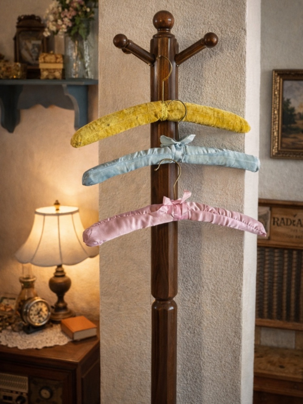 Vintage 1960's Hand-sewn Padded Clothes Hangers